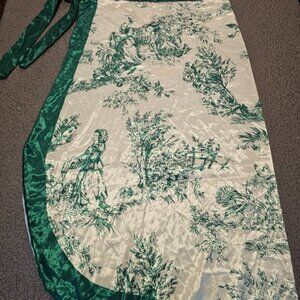 silky white and green vintage print beach wrap